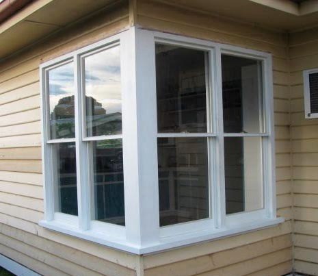 Corner bay windows with timber frame for house