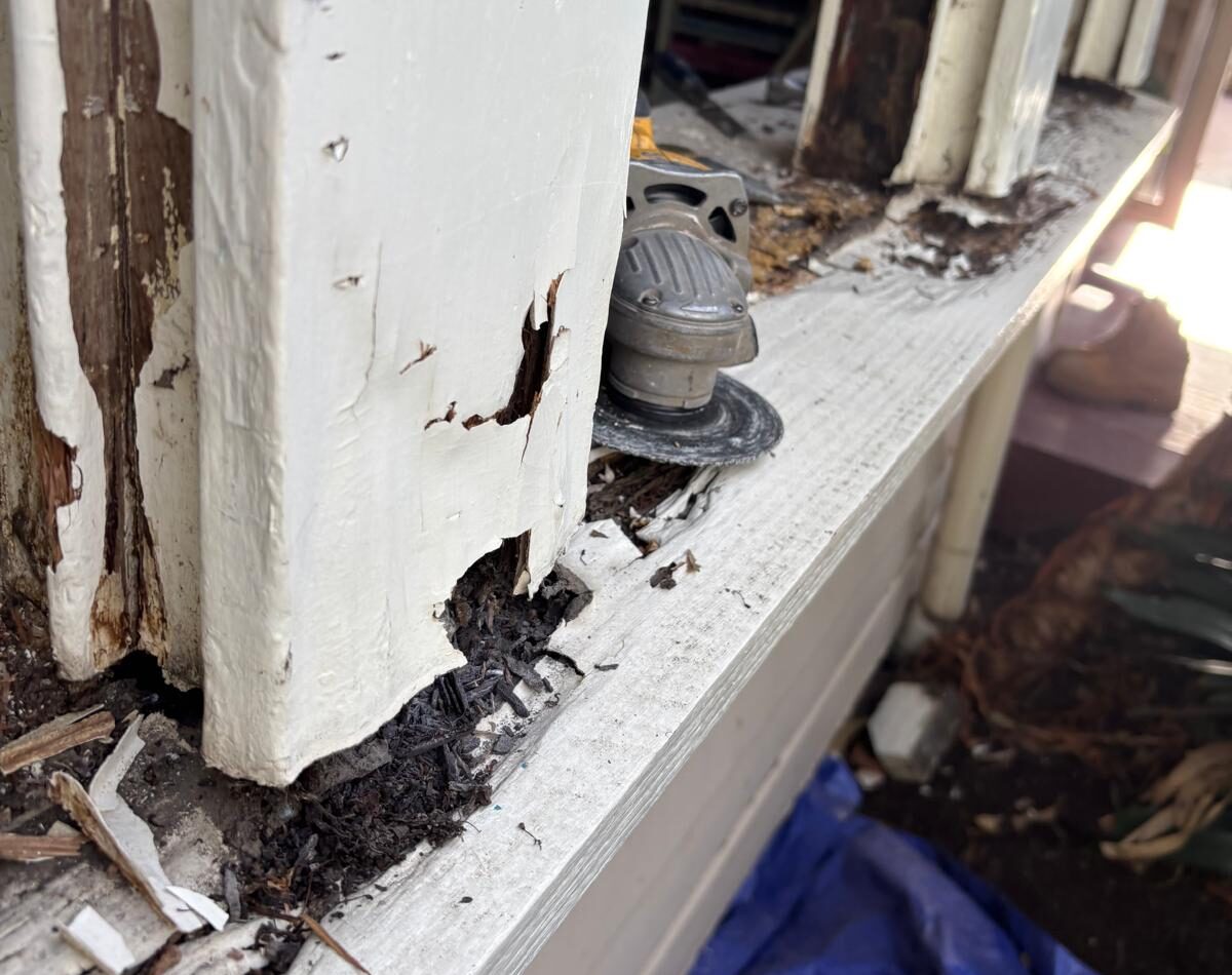 damaged wood window