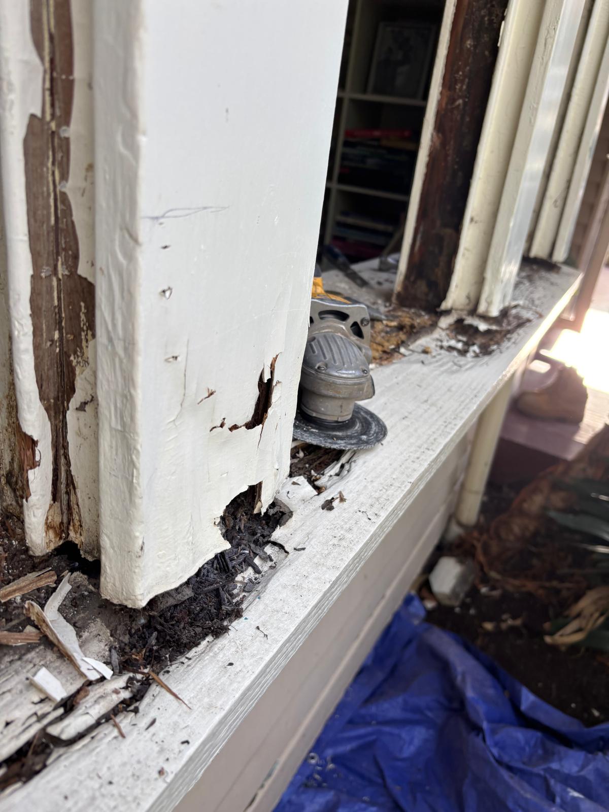 damaged wood window